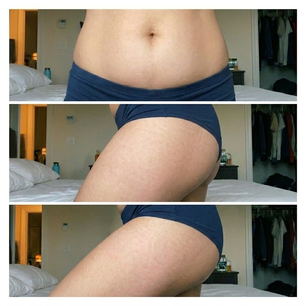 Depois · Barriga e quadril · pós-gestação