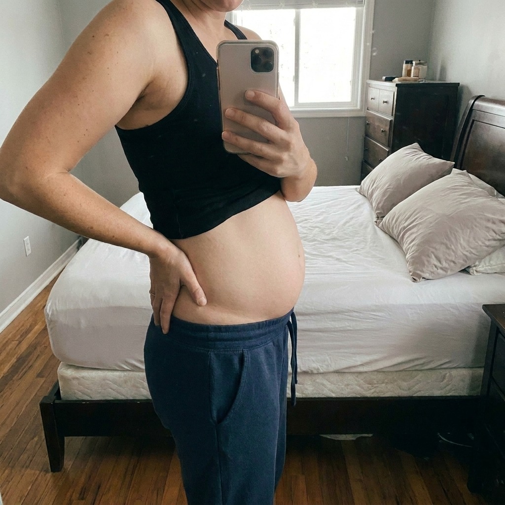Depois · Barriga · pós-parto